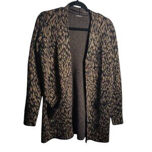 J McLaughlin Women's Wool Leopard Print Office Career Timeless Cardigan Sz XS